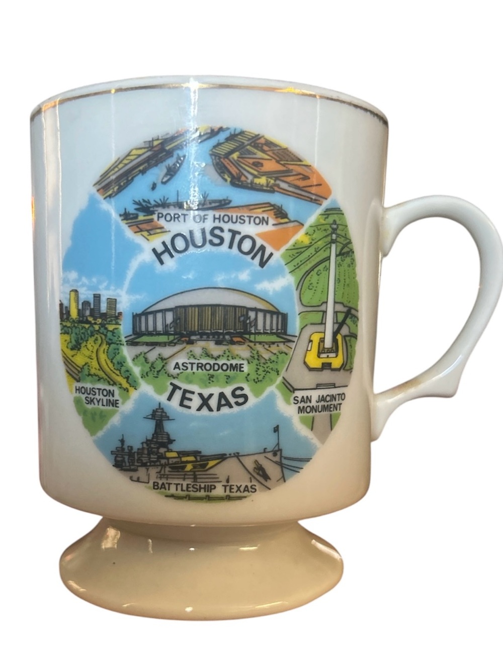 Vintage 90’s Ceramic Souvenir Footed Mug Celebrating Houston, Texas